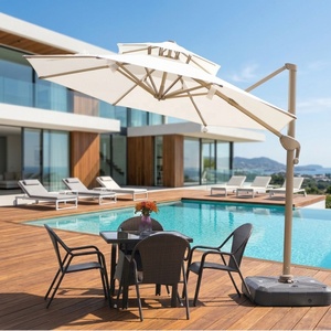 Parasol cantilever 360 °   Parasol d'extérieur rotatif avec manivelle pour <span class=keywords><strong>jardin</strong></span>, cour, terrasse, bord de piscine - Product Image 3
