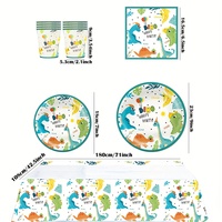 Faible MOQ – Vaisselle jetable dinosaure : Assiettes en carton, nappes et serviettes pour fêtes à thème, mariages et Saint-Valentin