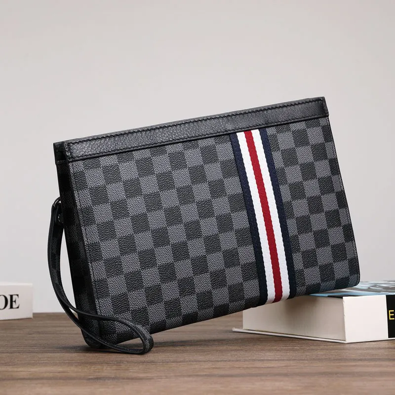 Wholesale Man Luxury Leather Clutch Envelope Wallet Waterproof Zipper Handbag for Man