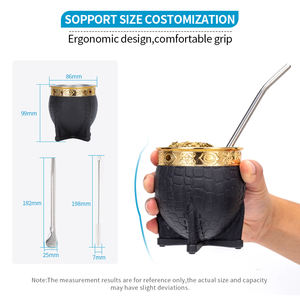 Taza <span class=keywords><strong>Yerba</strong></span> <span class=keywords><strong>Mate</strong></span> <span class=keywords><strong>de</strong></span> acero inoxidable <span class=keywords><strong>de</strong></span> 180ml al por mayor, tazas personalizadas con patrón <span class=keywords><strong>de</strong></span> cuero PP y revestimiento <span class=keywords><strong>de</strong></span> acero inoxidable 18/8 con aspiradora <span class=keywords><strong>de</strong></span> doble pared - Product Image 3