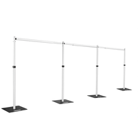 Supports de toile de fond en aluminium argenté robuste et réglable de 30 pi x 10 pi de haute qualité pour scène de mariage