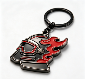 Motorcycle Helmet Metal Key Chain Enamel Zinc Alloy <b>Keyring</b> Flame Design Bag <b>Charm</b> Gift - Product Image 3