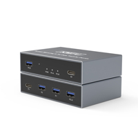 KMFU USB KVM Switch untuk 2 PC Berbagi Keyboard Mouse dengan Pencerminan Layar Perangkat Transfer Data Tanpa Hambatan Hub Plug and Play