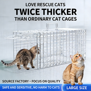 Nouvelle cage à chat pliable entièrement automatique, extra large, robuste et solide, avec fermeture à bouton, directement de l'usine, pour le sauvetage des animaux. - Product Image 3