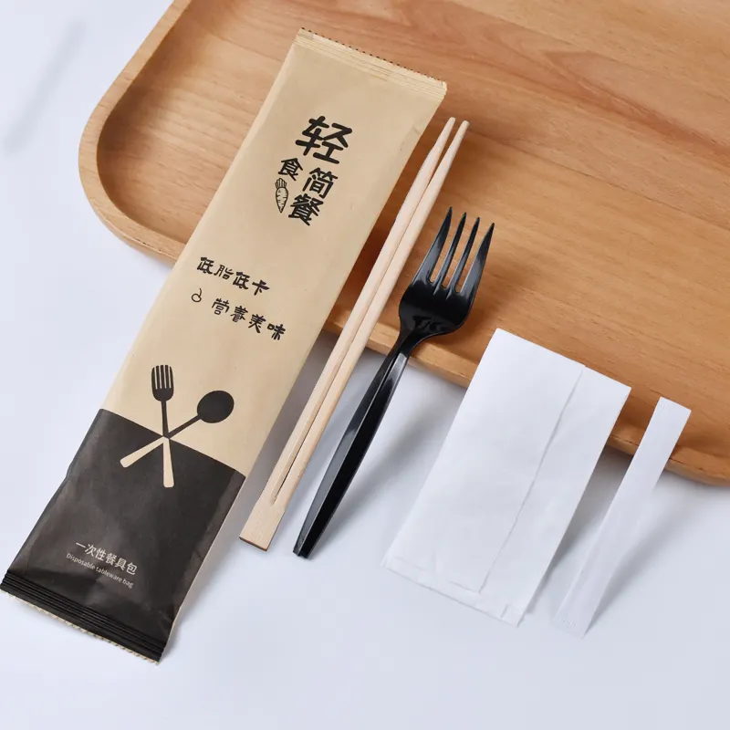 Экологичный набор одноразовых столовых приборов, палочки для еды, вилка, салат, суши, ресторан, столовые приборы с индивидуальным логотипом