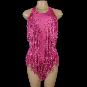 Hot Halter Tassel Bright Sleeveless Romper Dance Performance Dress Latin Competition Practice - Product Image 1