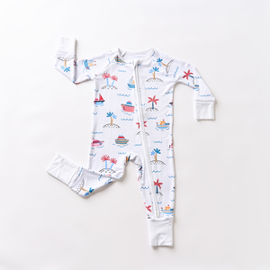 Piyama Bayi Bahan Viscose Bambu Siap Kirim, Romper Bayi Motif Kartun dengan Ritsleting, Baju Tidur Balita, Pakaian Anak Bambu RTS - Product Image 5