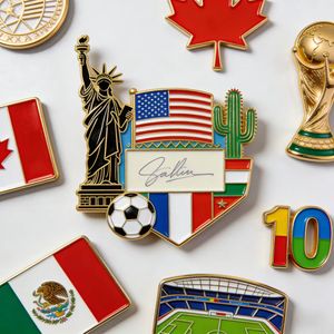Imán de nevera personalizado estilo firma Copa de Fútbol 2026 con diseño de Estatua de la Libertad y <span class=keywords><strong>Cactus</strong></span> para aficionados al fútbol - Product Image 1