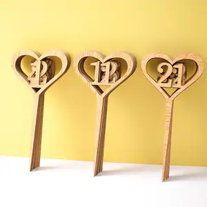 木制工艺品装饰创意婚庆用品1-30爱心镂空木制数字花座板