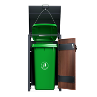 Couvercle de poubelle en acier galvanisé avec couvercle automatique et amortisseurs 1 poubelle Poubelle de stockage Poubelles de déchets