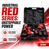 Großhandel Fabrikpreis Rote Serie Bürstenloser 4-in-1 Kombi-Set Hammer Schleifer Schraubenschlüssel Bohrer Professionelles Industrielles Elektrowerkzeug-Set