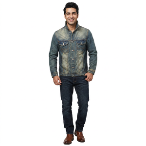 Vestes en jean confortables de couleur noire pour hommes les plus populaires avec prix bon marché bonne qualité en prix de gros vestes en denim pour hommes - Product Image 1