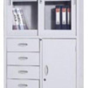 Armoire de laboratoire en acier avec portes vitrées pour le rangement de bureau, design industriel, usage commercial - Product Image 5