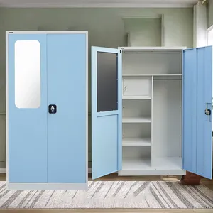 Guangzhou Factory Direct Sale Manufacturer Supplier 2 Doors Compartments Steel Clothes Storage Locker Iron Wardrobe