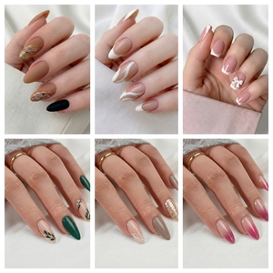 <span class=keywords><strong>Unghie</strong></span> Finte Ovali Rosse e <span class=keywords><strong>Nere</strong></span> Stile Gotico di Lusso con Motivo a Asso, in ABS, 24 Pezzi, Lunghezza Corta/Lunga/Media - Product Image 3