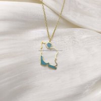 Collar con Colgante de Mapa de País y Océano Personalizado con Mapa de Irán y Diseño de Esmalte con Océano, una Serie de Joyería Nacional