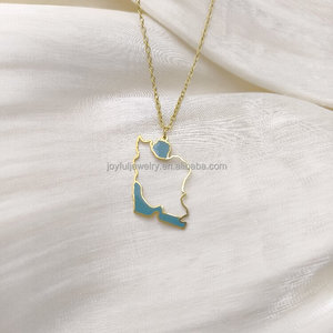 Collana con Ciondolo Personalizzato Mappa del <span class=keywords><strong>Paese</strong></span> e Oceano con Design in Smalto Riempito della Mappa dell'Iran, Serie di Gioielli Nazionali - Product Image 2