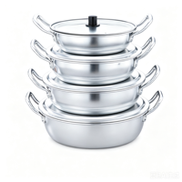 Marmite en aluminium pour nouilles instantanées avec couvercle, plusieurs tailles empilables, pot à fruits de mer