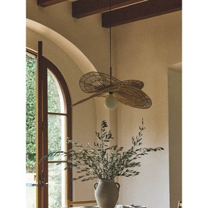 Wabi Sabi Style Rattan Pendant <b>Light</b> Oval Shape E27 LED Bulb Living Room Bedroom <b>Dining</b> Room Decorative Chandelier - Product Image 3