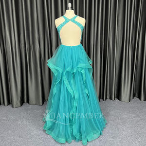 Jancember HX117エレガントホルターターコイズノースリーブパーティー用イブニングプロムス - Product Image 3