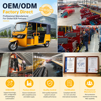 Tuk Tuk Eléctrico de 1500W con Cabina Abierta Lateral para Servicio de Taxi Urbano y Transporte de Pasajeros Turísticos