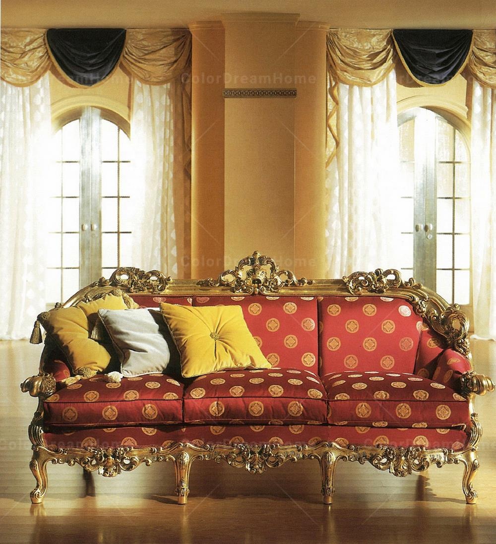 Canapé Baroque En Velours Gris - Style Antique - Bois Massif - 2 Places - Palazzo INT