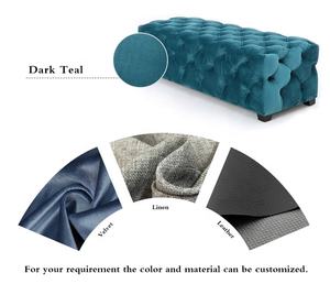 Winforce Fábrica Barato Terciopelo moderno Tuffted Tapicería Moderno Chesterfield Muebles para el hogar Taburete <span class=keywords><strong>Banco</strong></span> Cama - Product Image 3