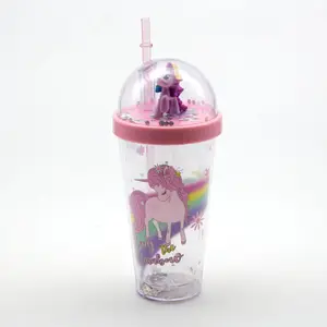 STARLII Ins Trendy Ice Cream Slushy Unicorn Plastic Glass Water Bottle Cup Tumbler With Straw Kids Products