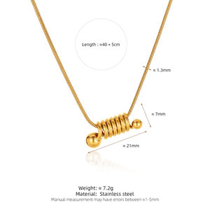 Collier pendentif à ressort en acier inoxydable 316L plaqué or 18 carats, résistant à l'eau et inaltérable, avec logo personnalisé, pour femme - Product Image 6