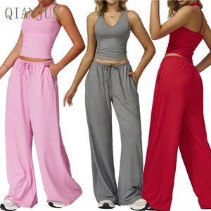 Chất Lượng Cao Của Phụ Nữ Đẹp V Cổ Thể Thao Yoga Đặt Phòng Tập Thể Dục Sức Mạnh Đào Tạo Thoải Mái Và Mềm Mại Thể Thao Thẳng Chân Yoga Đặt - Product Image 1