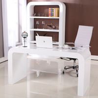 Bureau de direction de luxe en vente chaude, bureau d'ordinateur créatif avec finition brillante, table esthétique, design simple et élégant, bureau de réunion