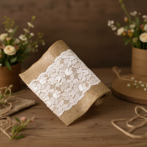 ILAN Nastro di Lino 25cm x 1.8M con Pizzo per Decorazione - Product Image 3