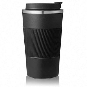 แก้วกาแฟแบบพกพา สแตนเลสสตีล เก็บอุณหภูมิ พร้อมฝาปิดกันรั่วซึม แก้วกาแฟแบบสองชั้น ใช้ซ้ำได้ - Product Image 1
