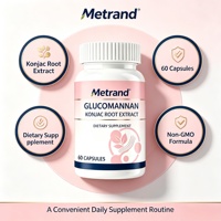 Metrand Glucomannane Extrait de racine de Konjac 60 Capsules Complément alimentaire en fibres pour la gestion du poids et la santé digestive
