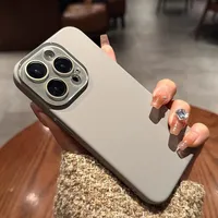Étui de téléphone en titane naturel pour iPhone 16 15 14 13 12 11 Pro Max Plus, coque arrière rigide en PC, protection de l'appareil photo avec protection d'objectif