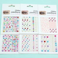 Autocollants pour le visage à motif étoiles gouttelettes, autocollants pour maquillage des yeux, autocollants diamant pour paupières, autocollants pour le centre des sourcils, livraison rapide