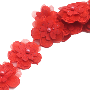4.5cm Width Pearl Flower Beaded <strong>Embroidery</strong> DIY Accessories Sewing <strong>Material</strong> Just a Trim Bride Lace Trim Fabrics for Dresses - Product Image 2