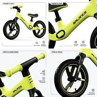 Vélo d'équilibre BMX Cuike 12 pouces en nylon aéronautique, cadre intégré, anti-chute, haute qualité, personnalisable, pour enfants de 2 à 5 ans, charge 75 kg