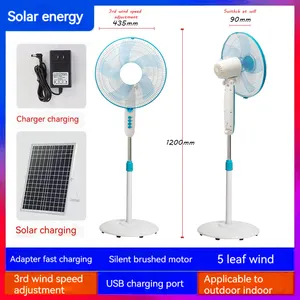 Factory Outdoor Fans Solar Powered Electric 7.4v Ac Dc Table Fan With Solar Panel