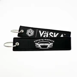 Label Tenun Bordir Gantungan Kunci Personalisasi Fashion Jet Tag untuk Carabiner & Gantungan Kunci Bordir Kain Promosi Kustom - Product Image 4
