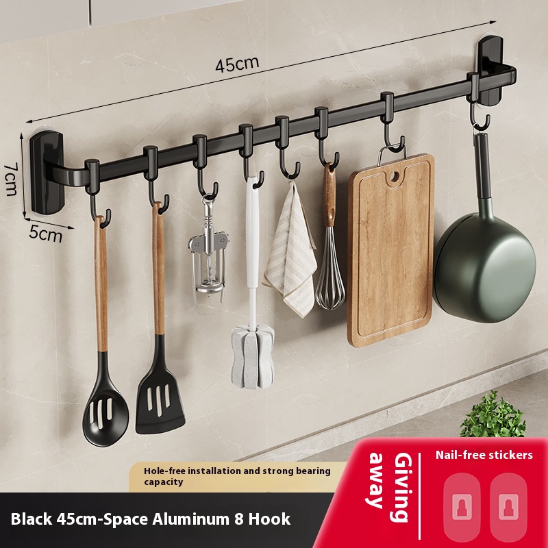 Single pole 8 hook 45cm- black
