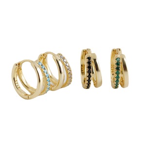 Joyería <span class=keywords><strong>de</strong></span> moda 925 Cruz <span class=keywords><strong>de</strong></span> <span class=keywords><strong>plata</strong></span> esterlina Pendiente <span class=keywords><strong>de</strong></span> <span class=keywords><strong>aro</strong></span> <span class=keywords><strong>de</strong></span> doble línea 18K Chapado en oro 925 Pendiente <span class=keywords><strong>de</strong></span> <span class=keywords><strong>plata</strong></span> para mujer al por mayor - Product Image 6