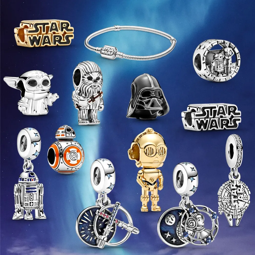 Chewbacca,yoda,C-3PO,BB 8 Star Wars Charm plata de ley s925,Darth Vader RD D2
