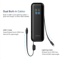 Batterie externe 140W PD à charge rapide 20000mAh avec écran TFT intelligent USB-C intégré, chargeur portable pour ordinateur portable