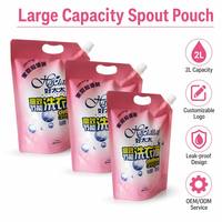 Pochettes souples à bec verseur pour lessive, grand format 2L, en PET/PA/PE, imperméables, avec bouchon d'angle, impression héliogravure, fourniture directe usine Longli