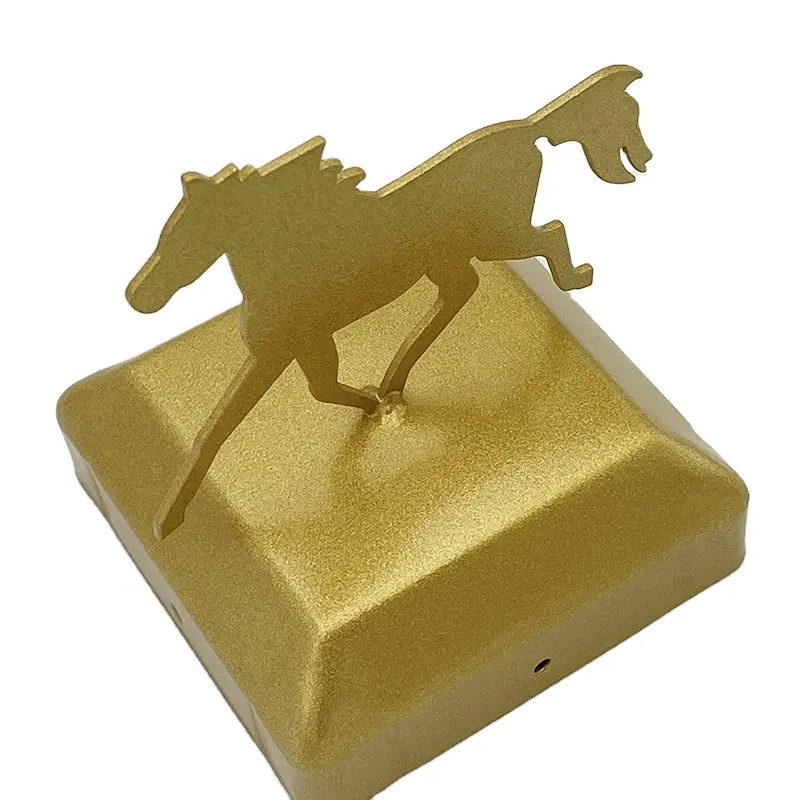 Golden Fence Post Cap Horse Top Pferde pfosten Finial 4x4 verzinktes Metall für Holzpfosten