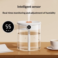 Nouvel humidificateur USB 2L à double pulvérisation, grande capacité, fonctionnement silencieux, veilleuse, affichage numérique, puissance 3W, fonction de minuterie pour la maison