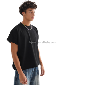 Dtg personalizzato un pezzo taglio oversize <span class=keywords><strong>t</strong></span>-<span class=keywords><strong>Shirt</strong></span> 280 Gsm da uomo maglietta tagliata con maniche tagliate a coste - Product Image 5