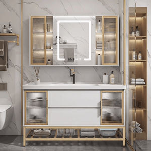 Wood color bathroom <b>cabinet</b> floor-standing waterproof washstand hand basin <b>cabinet</b> - Product Image 3
