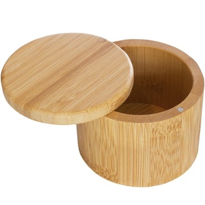 Contenitore per Sale in Bambù con Coperchio Magnetico Girevole, Scatola per <span class=keywords><strong>Spezie</strong></span> da Cucina - Product Image 1